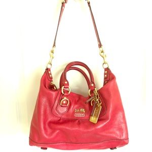 Coach Cherry Red Shoulder Hobo/Satchel Combo Bag